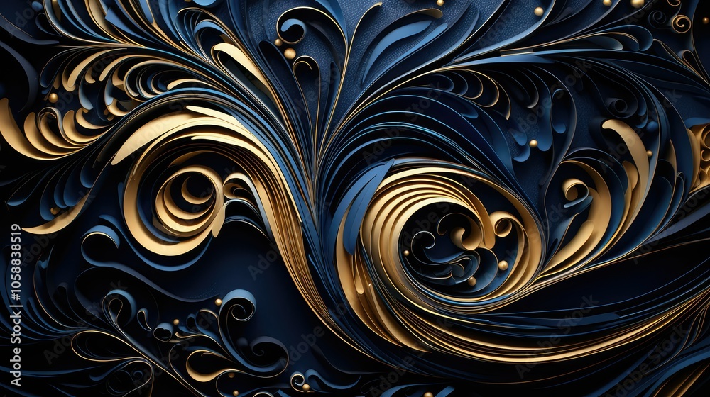 swirls blue and gold ink swirls blue and gold ink
