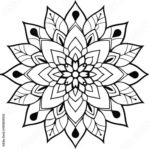 Circular pattern in the form of a mandala. Henna tatoo mandala. Mehndi style. Decorative pattern in oriental style. Coloring book page.