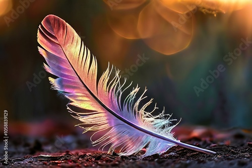 feathers flight a single feather floating in mid air its barbs s photo