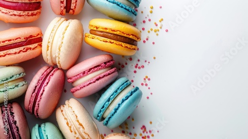 Wallpaper Mural Vibrant macarons on white backdrop with room for text Torontodigital.ca