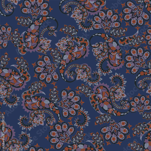 Wallpaper Mural Damask Paisley seamless vector pattern for fabric design. Vintage textile background Torontodigital.ca