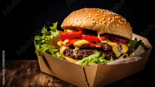 tomatoes burger in box photo