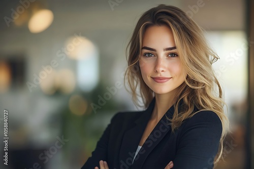 Wallpaper Mural Smiling Businesswoman with Blonde Hair in Professional Attire Torontodigital.ca