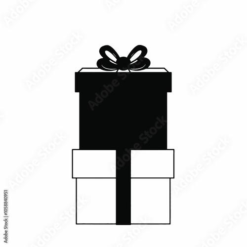 a black and white illustration of three gift boxes stacked on top of each other