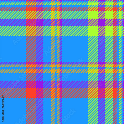 Filigree fabric tartan background, halftone texture pattern plaid. Robe seamless check textile vector in cyan and violet colors.