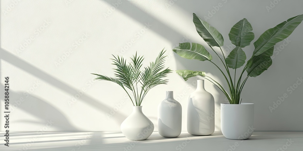 A minimalist design that showcases vases along with various plants and greenery creates a stylish and uncluttered aesthetic. A minimalist design that showcases vases along with various plants and greenery creates a stylish and uncluttered aesthetic.