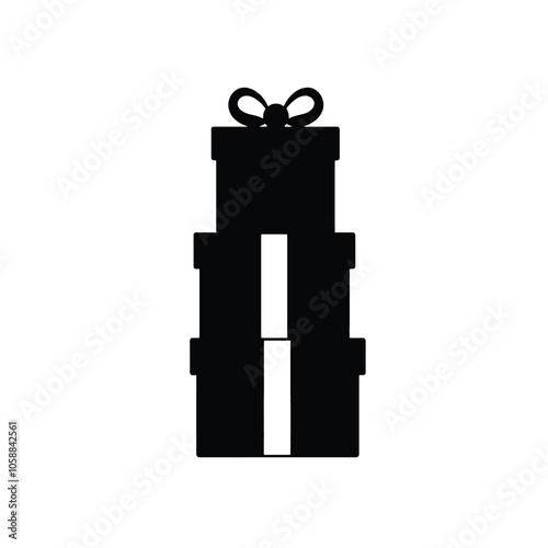 a black and white illustration of three gift boxes stacked on top of each other