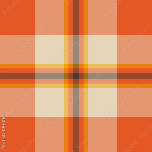 Femininity check plaid vector, painting textile tartan fabric. National seamless background texture pattern in orange and bright colors.