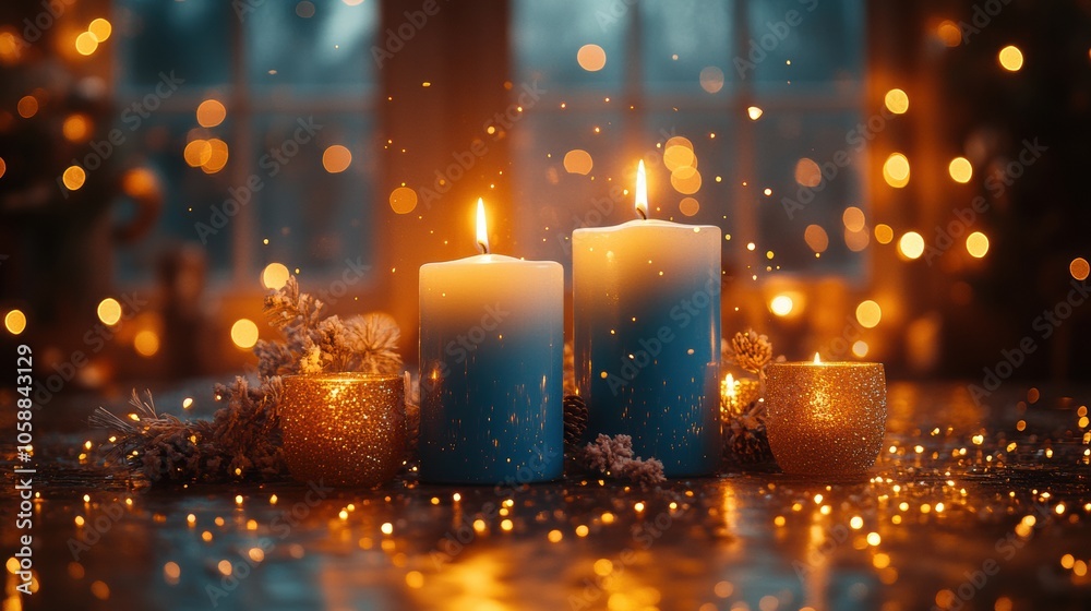 Warm Candles Illuminating a Cozy Atmosphere Warm Candles Illuminating a Cozy Atmosphere