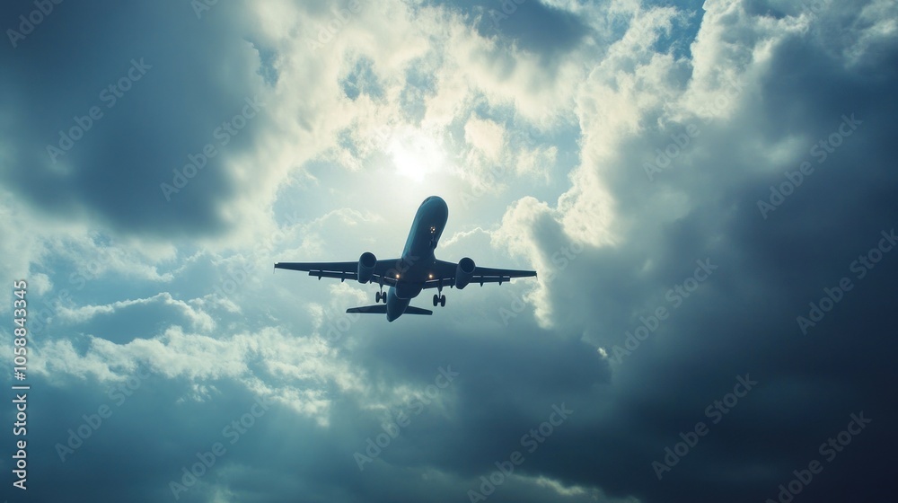 Airplane Landing Through Clouds Airplane Landing Through Clouds