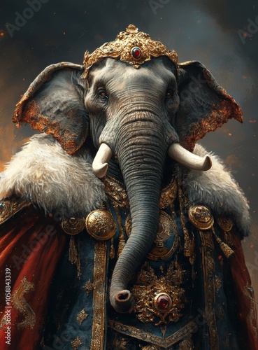 Regal Elephant in Ornate Royal Attire
 photo