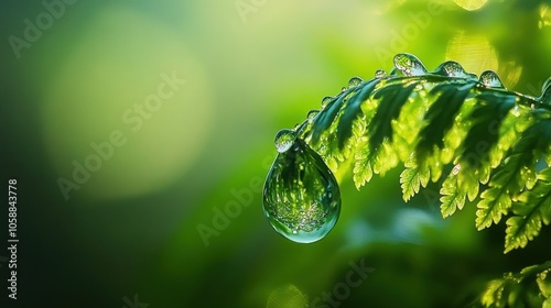 Waterdrop on a Fern Leaf