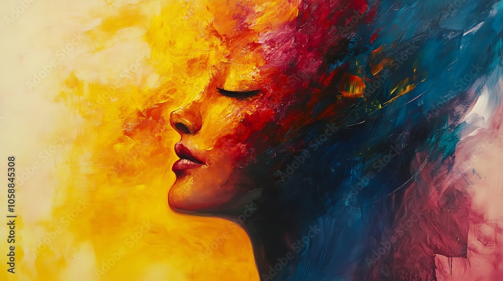abstract painting of a colorful face abstract painting of a colorful face