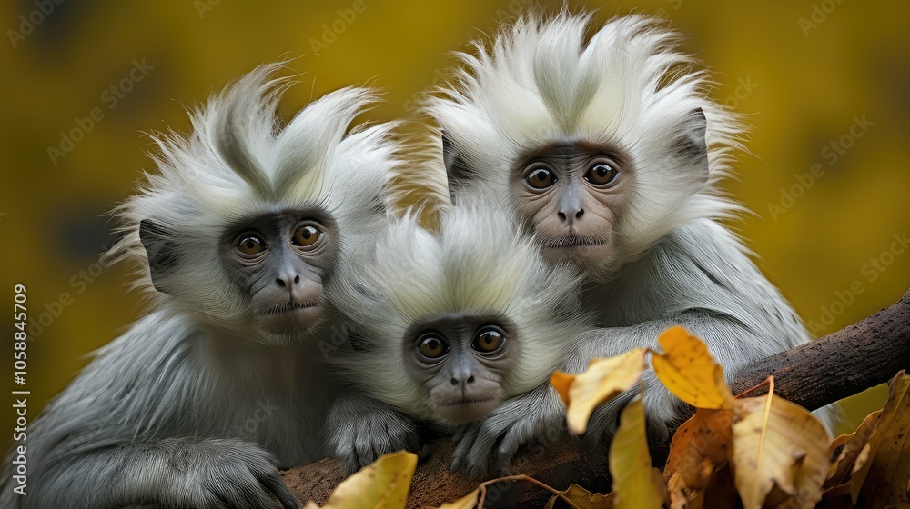 Obraz premium grooming silvered leaf monkey