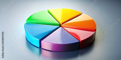 Colorful 3D Pie Chart for Data Visualization, Financial Analysis, Market Share Representation, and Budget Allocation Insights