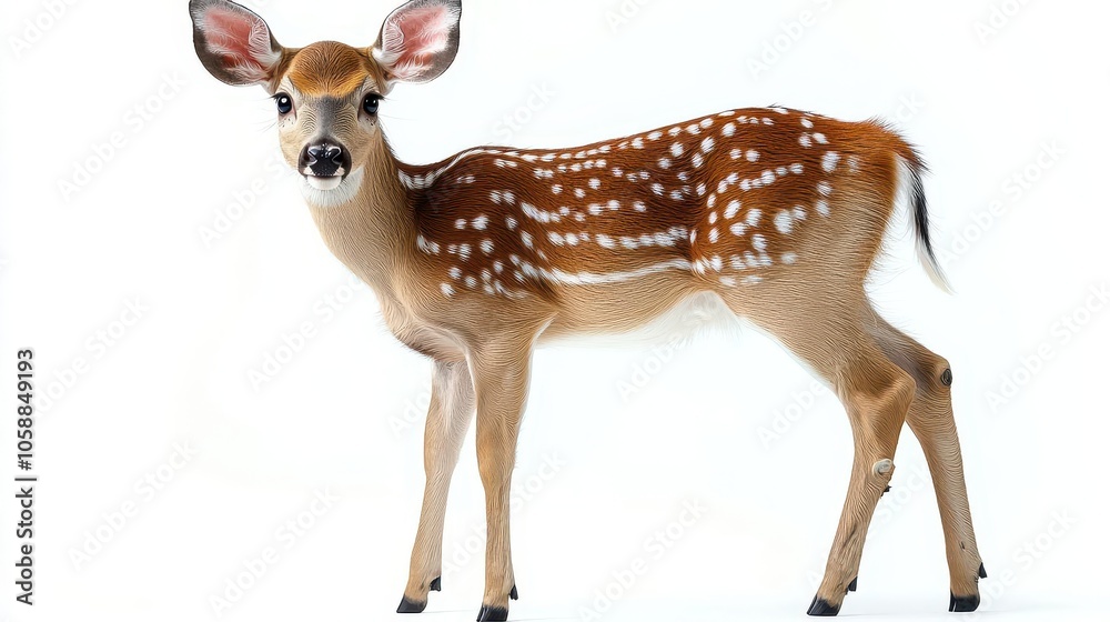 majestic deer standing gracefully against a pristine white background, highlighting its elegant features and natural beauty, perfect for wildlife illustrations or educational materials majestic deer standing gracefully against a pristine white background, highlighting its elegant features and natural beauty, perfect for wildlife illustrations or educational materials