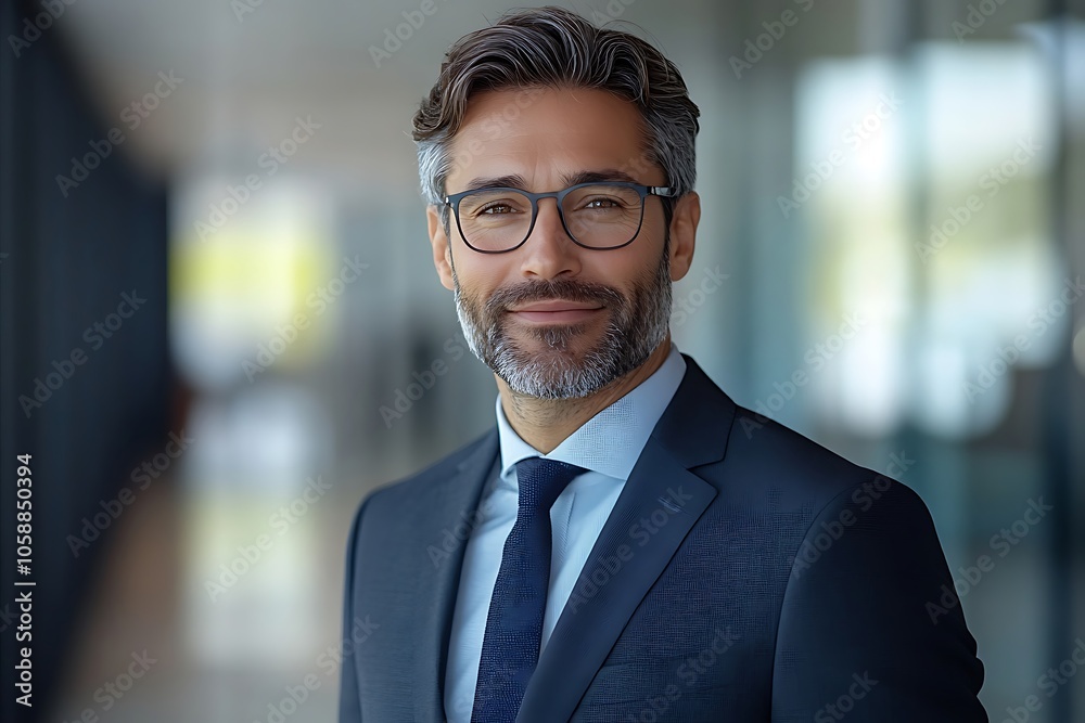 Smiling Corporate Professional in Suit and Glasses Portrait Smiling Corporate Professional in Suit and Glasses Portrait