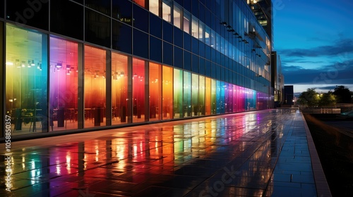 dynamic office building at night photo