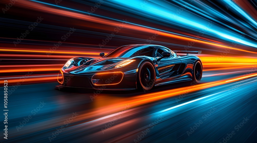 Autonomous car driving on smart highway, advanced tech infrastructure, future transport Autonomous car driving on smart highway, advanced tech infrastructure, future transport