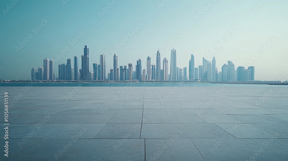 Urban Center in Manhattan and Dubai Featuring Pathways, Parking, and Road for Automotive Advertising