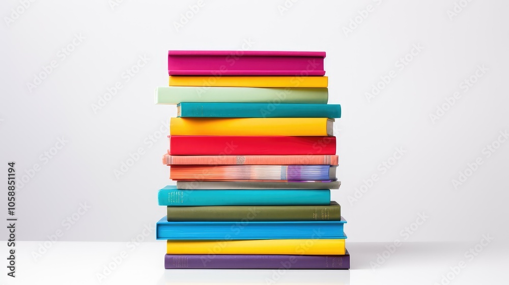 tower stack of books on white background tower stack of books on white background