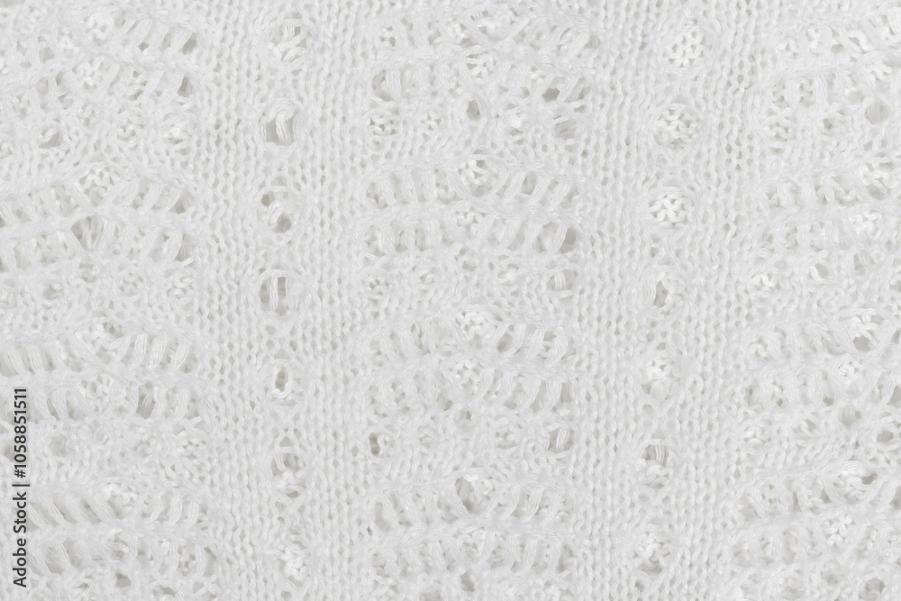 White natural texture of knitted wool textile material background. White cotton fabric woven canvas texture