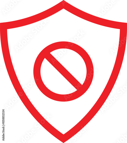 Red shield ban icon . Shield with prohibition sign . Restriction shield icon vector Free Download Red shield ban icon . Shield with prohibition sign . Restriction shield icon vector - GFXLoad