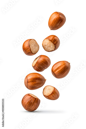 Wallpaper Mural Floating pieces of roasted chestnuts, isolated on white background	 Torontodigital.ca