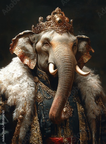 Regal Elephant in Ornate Royal Attire
 photo