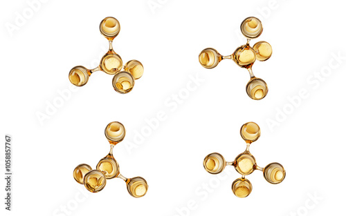 Fototapeta Naklejka Na Ścianę i Meble -  Golden molecules with biological and chemical concept, 3d rendering.
