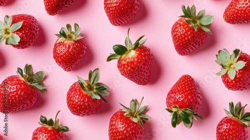 Strawberries on Pink Surface