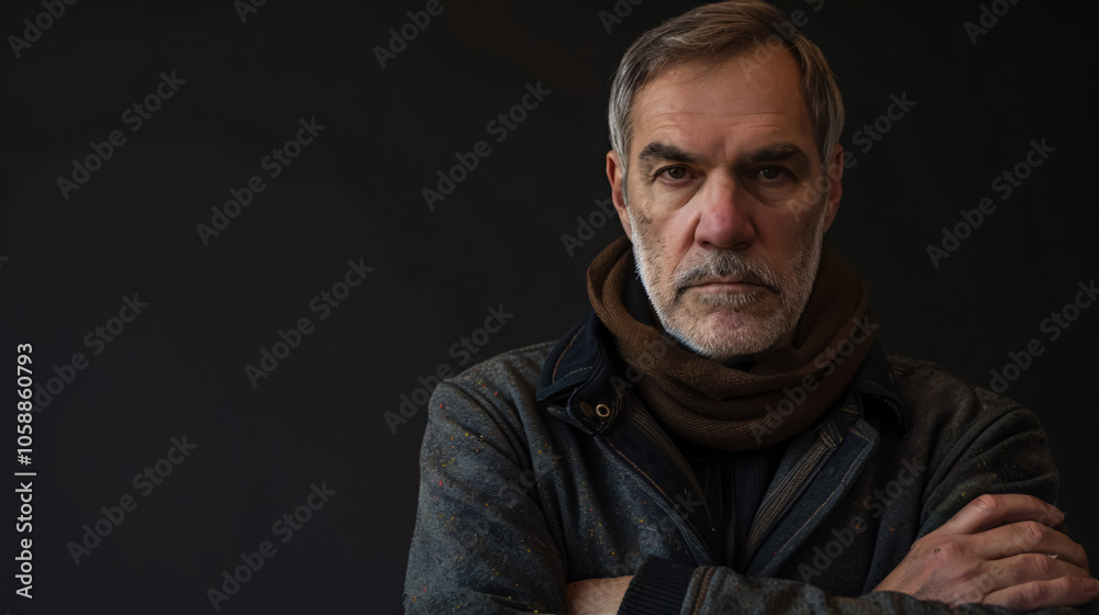 Fototapeta premium Serious middle-aged man with folded arms.