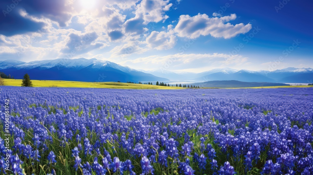 Fototapeta premium vibrant blue flower field