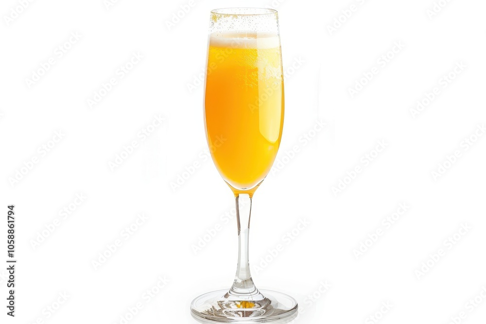 Mimosa drink in glass on white background Mimosa drink in glass on white background