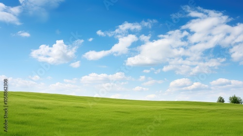 peaceful blue sky and grass