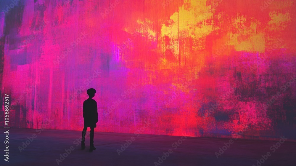 Silhouette Against Vibrant Wall Silhouette Against Vibrant Wall