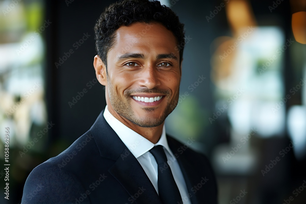 Successful Businessman in a Dark Suit Smiling Successful Businessman in a Dark Suit Smiling