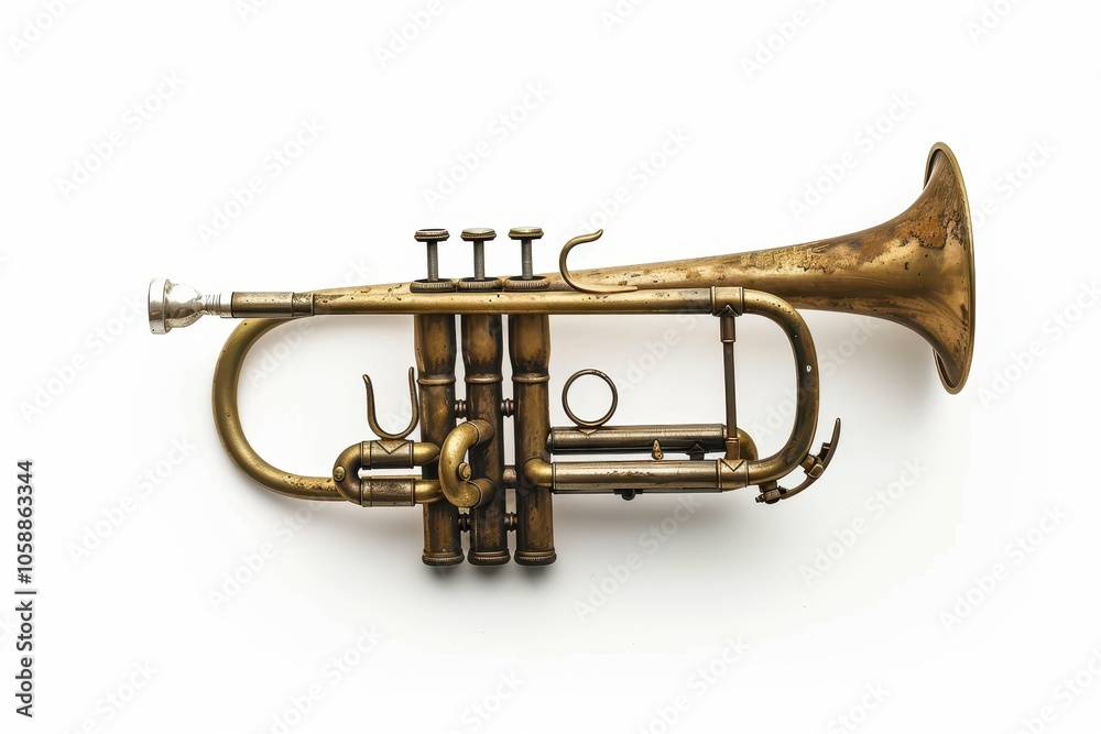 Obraz premium Tiny bugle on white background