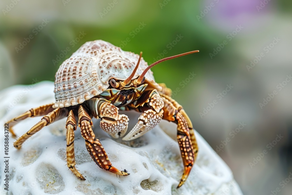 White hermit crab with spiky shell crawling on rock Macro image of pet playing in sun Animal closeup Graphic resources White hermit crab with spiky shell crawling on rock Macro image of pet playing in sun Animal closeup Graphic resources