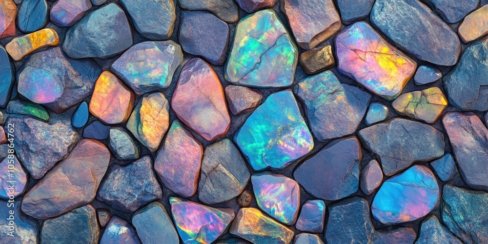 Rock wall with colorful rocks Rock wall with colorful rocks