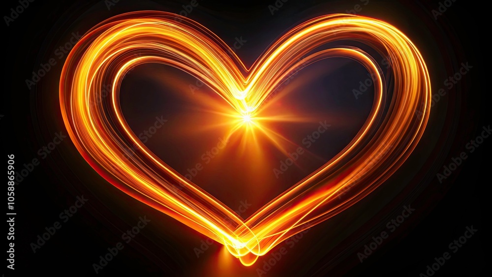 Isolated Orange Heart with Long Exposure Effect on Transparent Background for Creative Design and Artwork Applications Isolated Orange Heart with Long Exposure Effect on Transparent Background for Creative Design and Artwork Applications