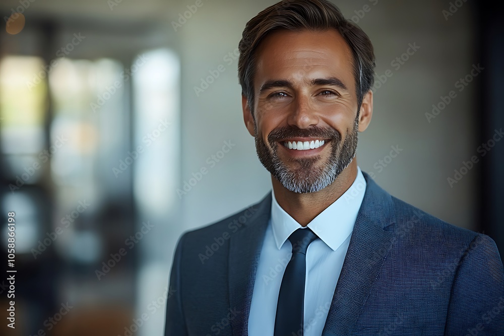 Successful Businessman in Navy Blue Suit Smiling Confidently3 Successful Businessman in Navy Blue Suit Smiling Confidently3