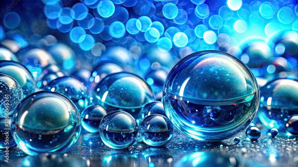 Lively Blue Carbonated Bubbles on Gel Surface for Vitality Cosmetics Lively Blue Carbonated Bubbles on Gel Surface for Vitality Cosmetics