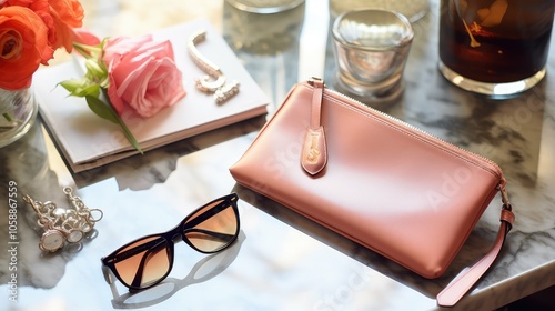 plastic purse on desk photo