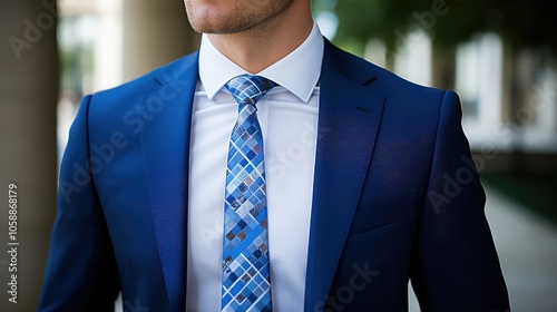 geometric blue tie