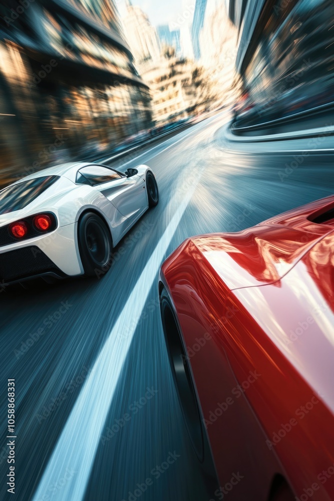 City street with sports cars