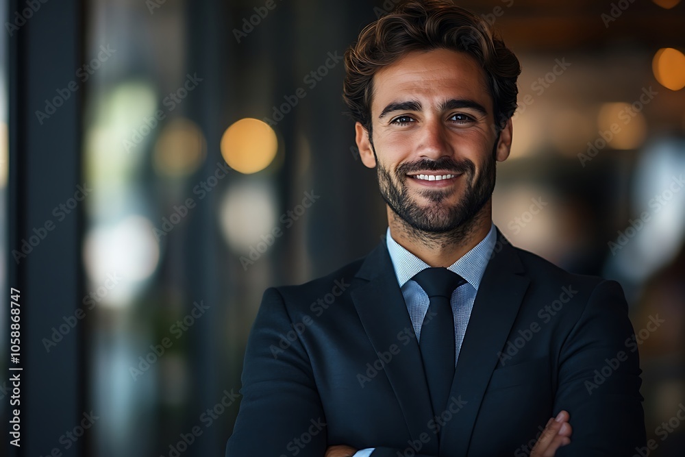 Successful Businessman in Sharp Suit Smiling Confidently1 Successful Businessman in Sharp Suit Smiling Confidently1