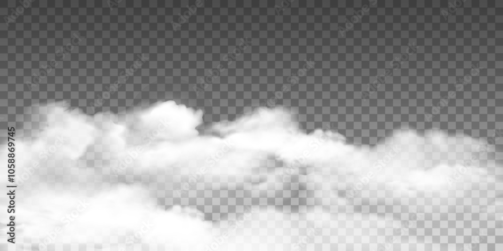 White realistic fog, smog transparent special effect White realistic fog, smog transparent special effect