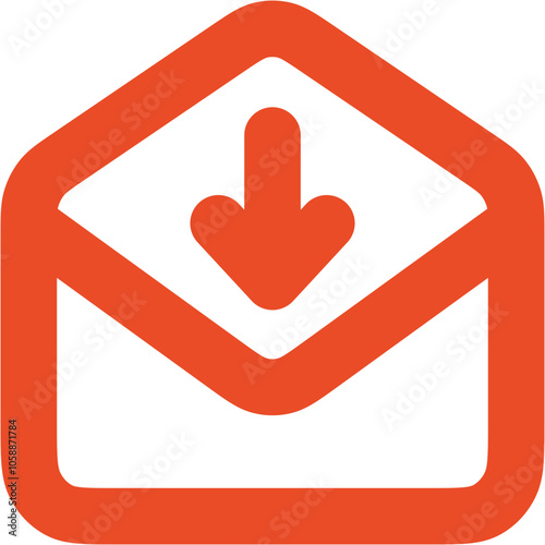 Mail Open Arrow Down icon logo design