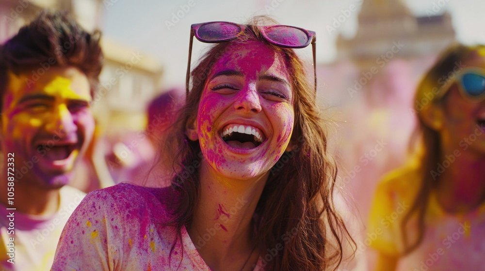 People celebrating Holi festival of colors People celebrating Holi festival of colors